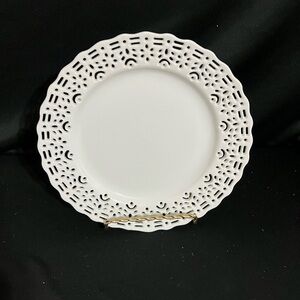 Reticulated White Lace-Edged Porcelain Lunch Plate Pier 1